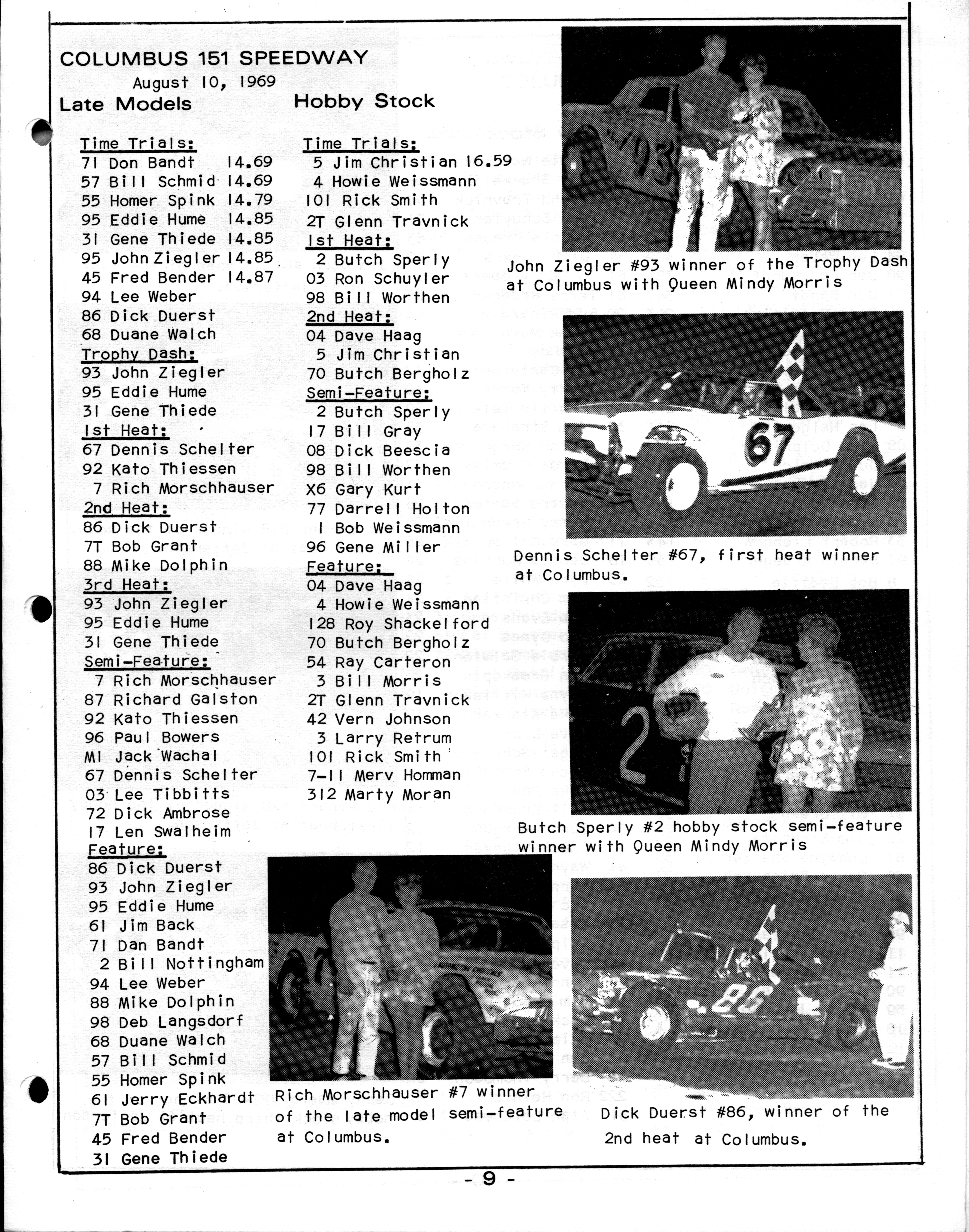 Checkered Flag Racing News August 14, 1969 back cover